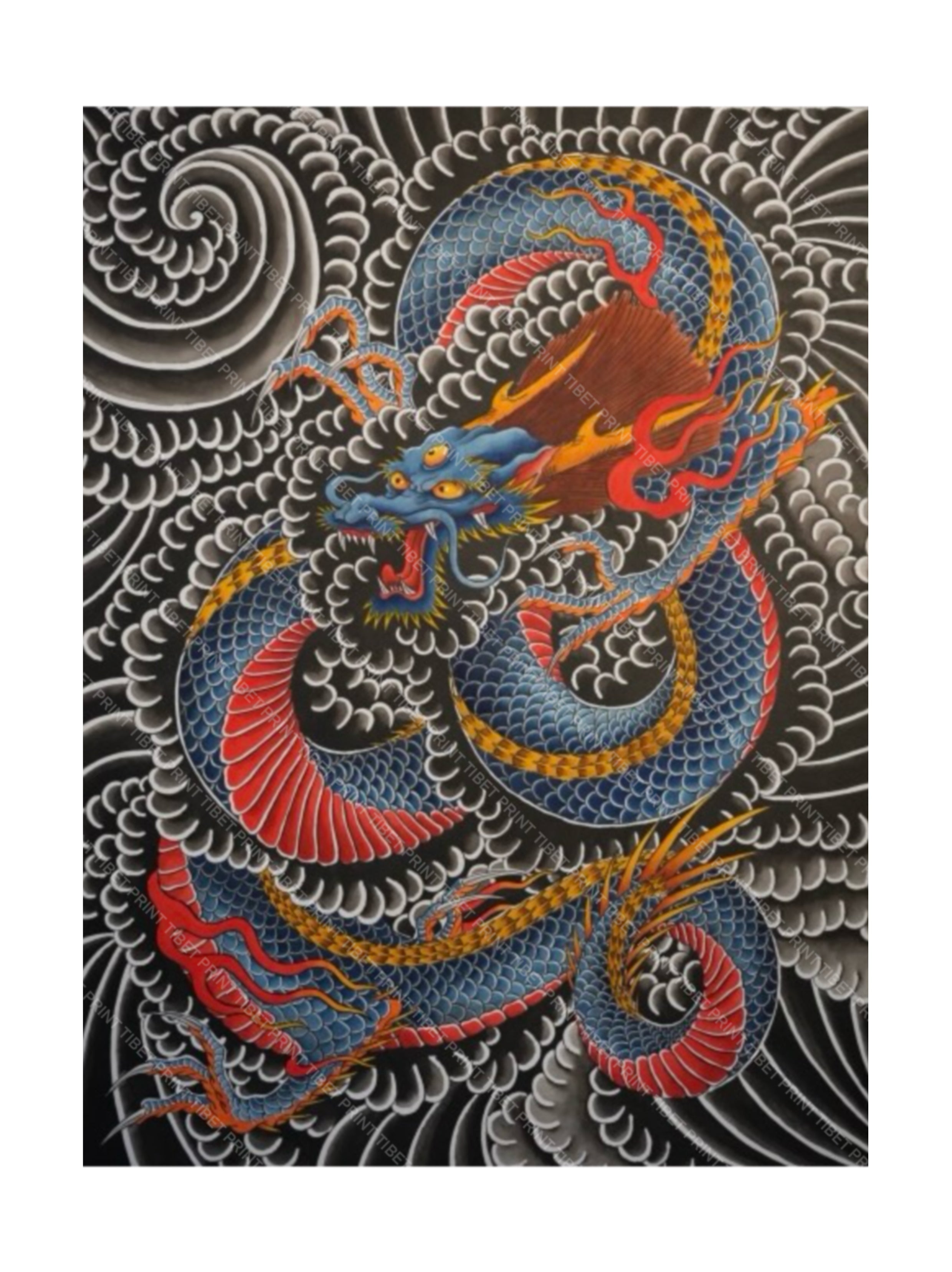 3 Eye Dragon Print on canvas paper